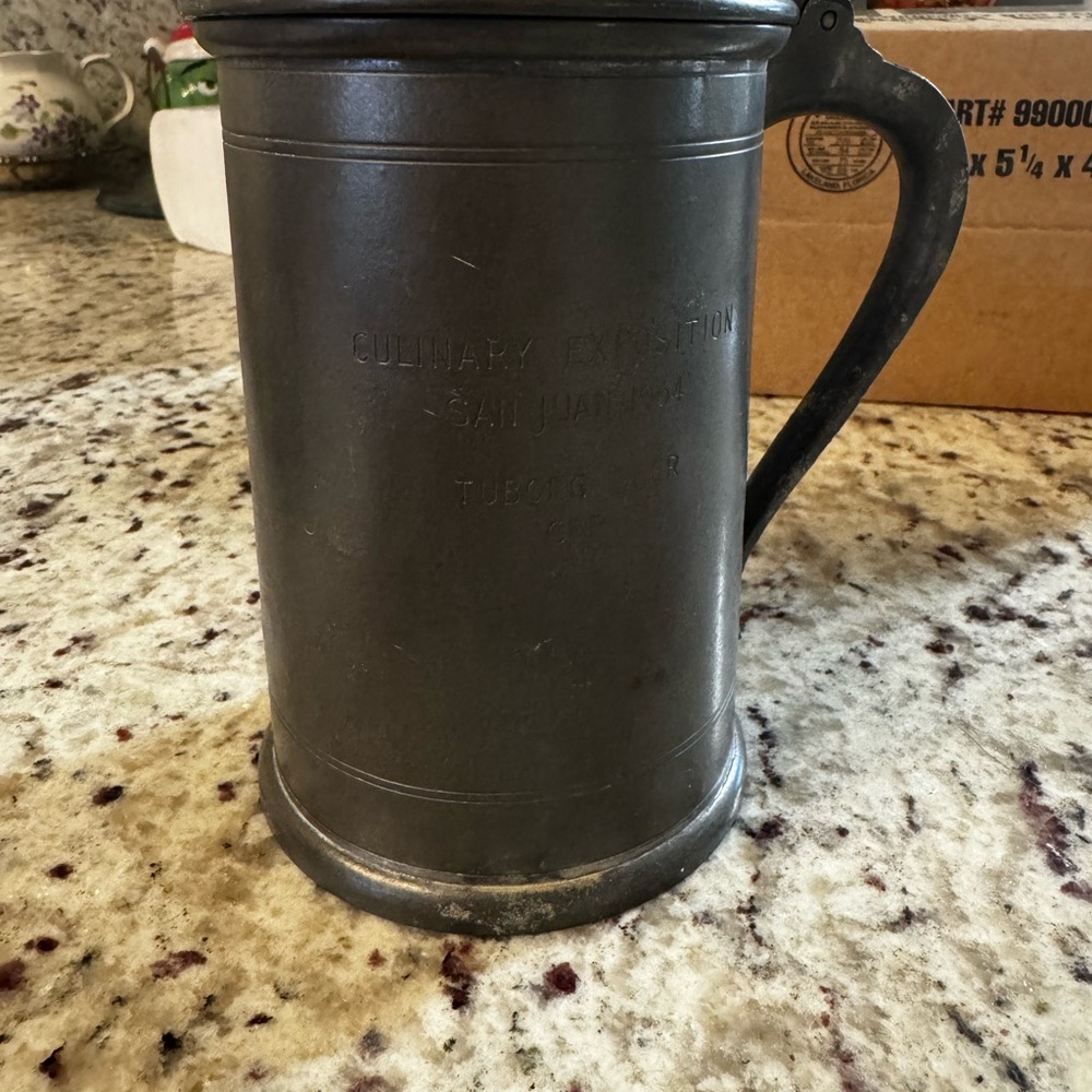 Vintage Pewter Tankard Mug - Dark Pewter Finish